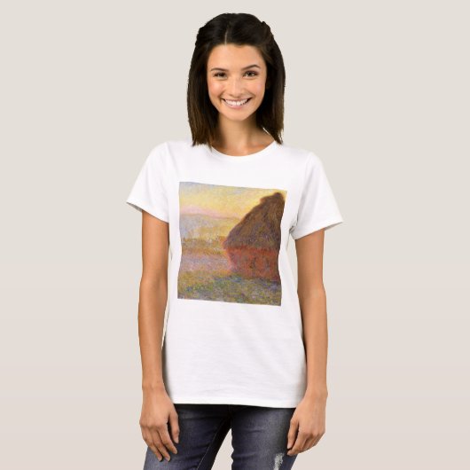 Claude Monet Impressionist Painting Graystaks I T-shirt (Voorkant volledig)