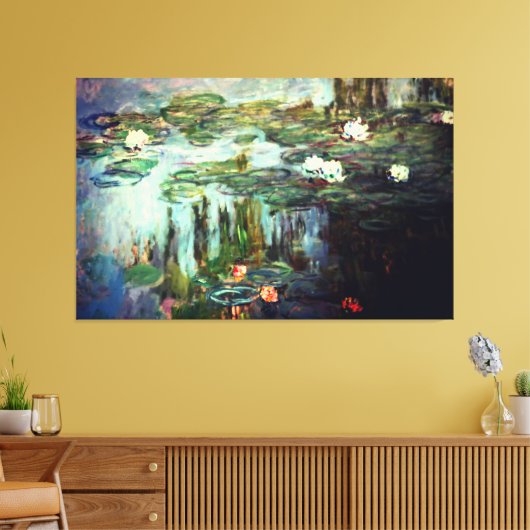 Claude Monet Impressionist Schilderen Waterlelies Canvas Afdruk (Insitu (Woonkamer))