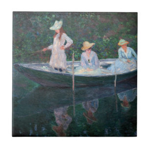 Claude Monet - In de Norvegienne Boat bij Giverny Tegeltje