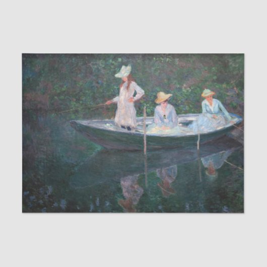 Claude Monet - In de Norvegienne Boat bij Giverny Tissuepapier (Voorkant)