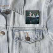 Claude Monet - In de Norvegienne Boat bij Giverny Vierkante Button 5,1 Cm (In situ)