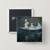 Claude Monet - In de Norvegienne Boat bij Giverny Vierkante Button 5,1 Cm (Voorkant /achterkant)
