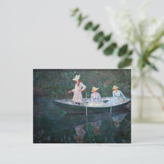 Claude Monet - In de Norvegienne-boot in Giverny Briefkaart (Staand voorkant)