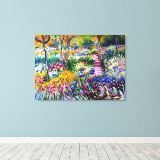 Claude Monet: Iris Garden van Giverny Canvas Afdruk (Insitu (Houten vloer))