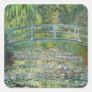 Claude Monet Japanse Brug Waterlelie Kunst Vierkante Sticker