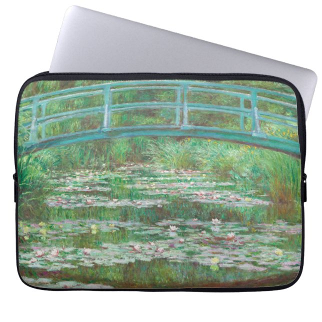 Claude Monet Japanse voetbalbrug. Impressionisme Laptop Sleeve (Voorkant)