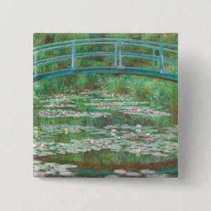Claude Monet Japanse voetbalbrug. Impressionisme Vierkante Button 5,1 Cm