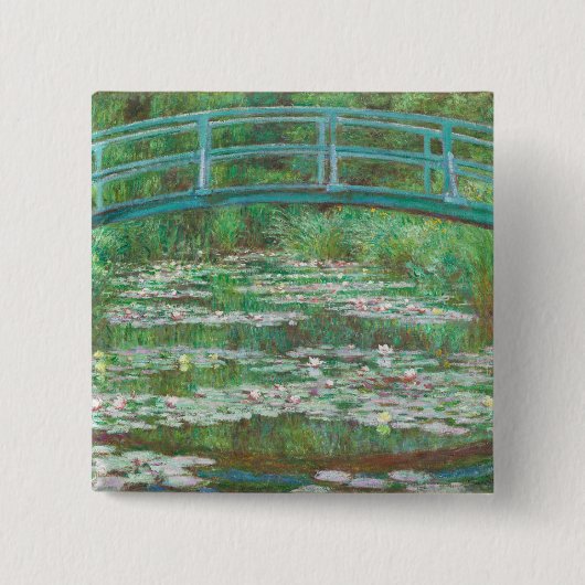 Claude Monet Japanse voetbalbrug. Impressionisme Vierkante Button 5,1 Cm (Voorkant)