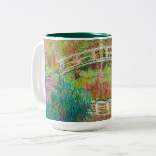 Claude Monet - Japanse voetbrug, Giverny Tweekleurige Koffiemok (Voorkant links)
