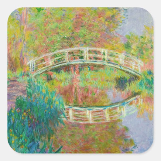 Claude Monet - Japanse voetbrug, Giverny Vierkante Sticker (Voorkant)