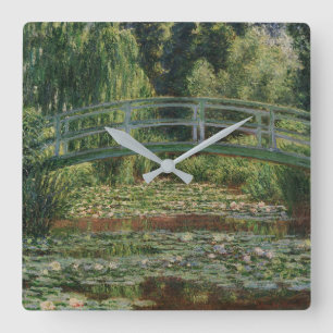 Claude Monet Japanse Voetbrug & Water Lily Pool Vierkante Klok