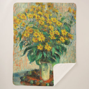 Claude Monet - Jerusalem Artichoke Flowers Sherpa Deken