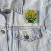 Claude Monet - Jerusalem Artichoke Flowers Vierkante Button 5,1 Cm (In situ)
