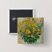 Claude Monet - Jerusalem Artichoke Flowers Vierkante Button 5,1 Cm (Voorkant /achterkant)
