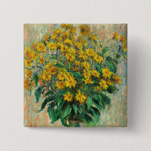 Claude Monet - Jerusalem Artichoke Flowers Vierkante Button 5,1 Cm