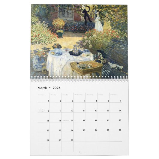 Claude Monet Kalender impressionisten (Mar 2026)