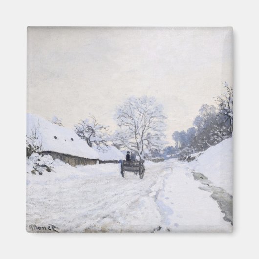 Claude Monet - Kar met sneeuw bedekte weg bij Honf Magneet (Voorkant)