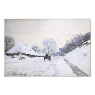 Claude Monet - Kar op de besneeuwde weg bij Honfle Foto Afdruk
