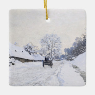 Claude Monet - Kar op de besneeuwde weg bij Honfle Keramisch Ornament