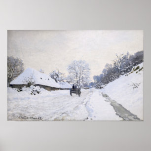 Claude Monet - Kar op de besneeuwde weg bij Honfle Poster