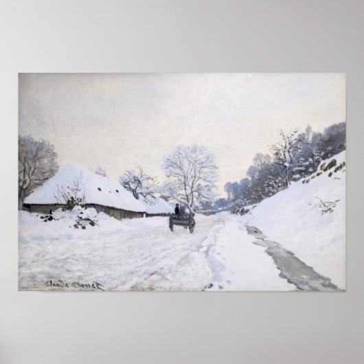 Claude Monet - Kar op de besneeuwde weg bij Honfle Poster (Voorkant)