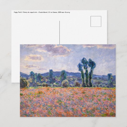 Claude Monet - Klaprozenveld 1890 (Giverny) Briefkaart (Voorkant / Achterkant)