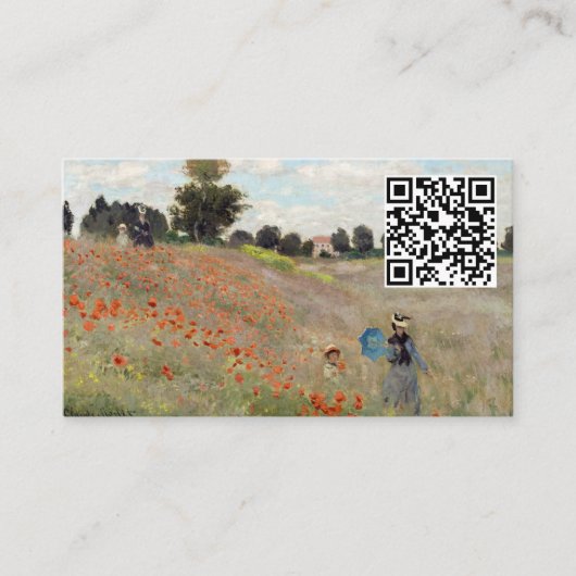 Claude Monet - Klaprozenveld - QR Code Visitekaartje (Voorkant)