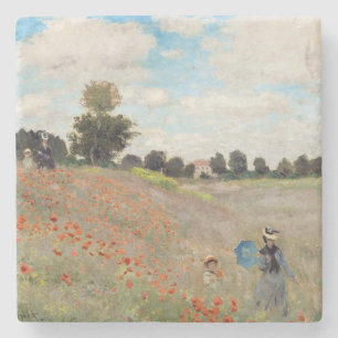 Claude Monet - Klaprozenveld Stenen Onderzetter