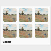 Claude Monet - Klaprozenveld Vierkante Sticker (Vel)