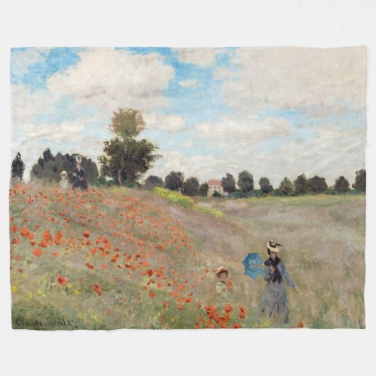 Claude Monet - Klapveld Fleece Deken (Voorkant (Horizontaal))