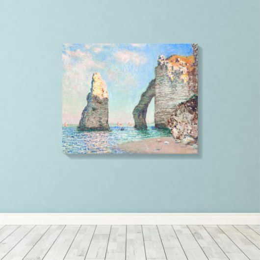 Claude Monet - Kliffen op Etretat Canvas Afdruk (Insitu (Houten vloer))