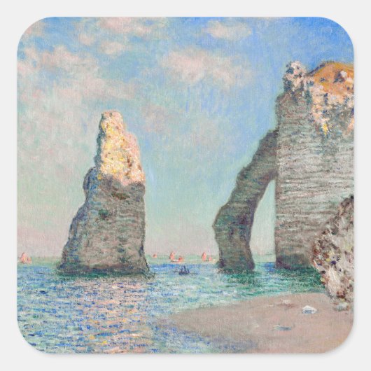 Claude Monet - Kliffen op Etretat Vierkante Sticker (Voorkant)