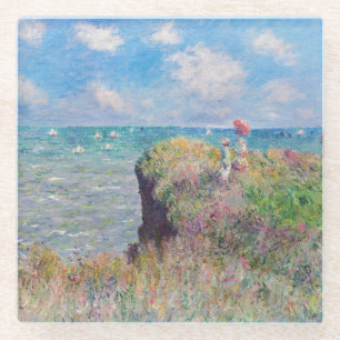 Claude Monet - Klipwandeling bij Pourville Glazen Onderzetter