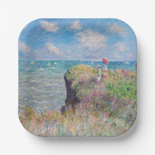 Claude Monet - Klipwandeling bij Pourville Papieren Bordje