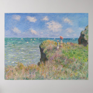 Claude Monet Klipwandeling bij Pourville   Poster