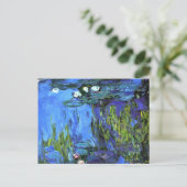 Claude Monet kunst: Waterlelies, blauwe indigo Briefkaart (Staand voorkant)
