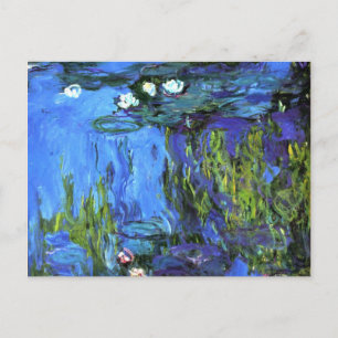 Claude Monet kunst: Waterlelies, blauwe indigo Briefkaart