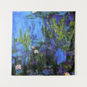 Claude Monet kunst: Waterlelies, blauwe indigo Wandkleed (Voorkant (horizontaal))