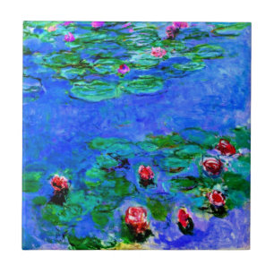 Claude Monet kunst: Waterlelies (rood),  Tegeltje