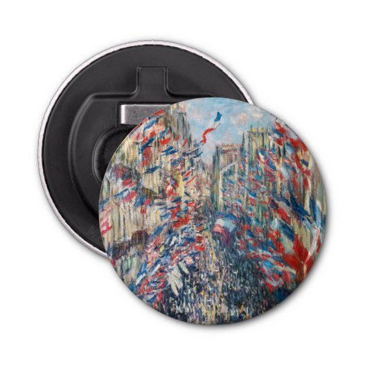 Claude Monet - La Rue Montorgueil - Parijs Button Flesopener (Voorkant)