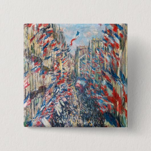Claude Monet - La Rue Montorgueil - Parijs Vierkante Button 5,1 Cm (Voorkant)