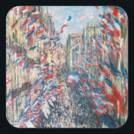 Claude Monet - La Rue Montorgueil - Parijs Vierkante Sticker<br><div class="desc">La Rue Montorgueil a Paris fete du 30 juin 1878. Door Claude Monet in 1878.</div>