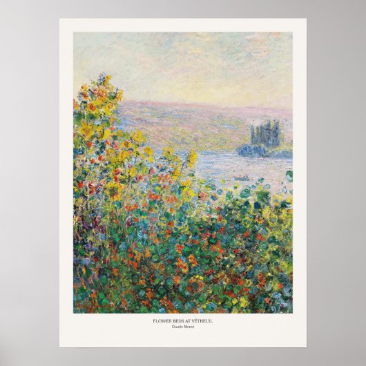 Claude Monet Landschap Bloemenbedden bij Vetheuil  Poster (Voorkant)