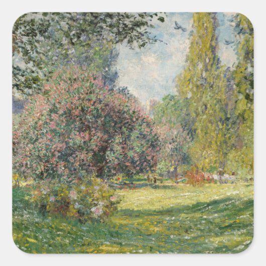 Claude Monet | Landschap: De Parc Monceau Vierkante Sticker (Voorkant)