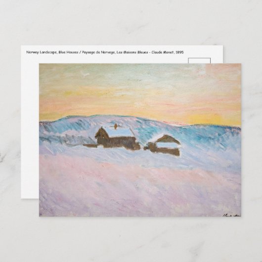 Claude Monet - Landschap in Noorwegen, Blauwe Huiz Briefkaart (Voorkant / Achterkant)