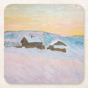 Claude Monet - Landschap in Noorwegen, Blauwe Huiz Kartonnen Onderzetters