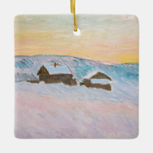 Claude Monet - Landschap in Noorwegen, Blauwe Huiz Keramisch Ornament