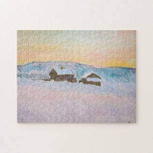 Claude Monet - Landschap in Noorwegen, Blauwe Huiz Legpuzzel