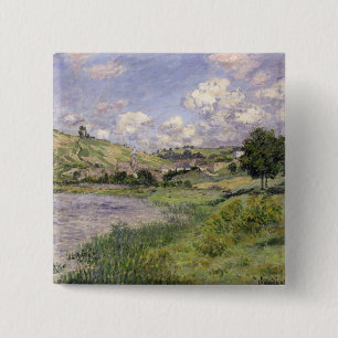 Claude Monet Landschap, Vetheuil, 1879 Vierkante Button 5,1 Cm