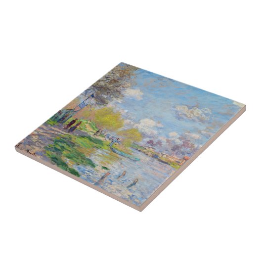 Claude Monet - Lente aan de Seine Tegeltje (Zijkant)